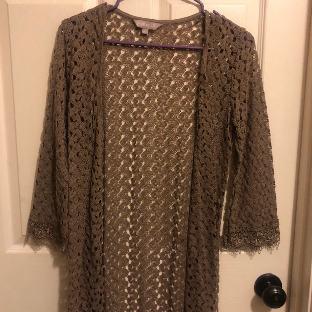 brown cardigan